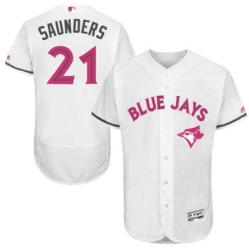 Blue Jays #21 Michael Saunders White Flexbase Authentic Collection 2016 Mother's Day Stitched MLB Jersey Blue Jays #21 Michael Saunders White Flexbase Authentic Collection 2016 Mother's Day Stitched MLB Jersey
