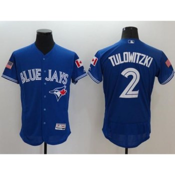 Blue Jays #2 Troy Tulowitzki Blue Fashion Stars & Stripes Flexbase Authentic Stitched MLB Jersey Blue Jays #2 Troy Tulowitzki Blue Fashion Stars & Stripes Flexbase Authentic Stitched MLB Jersey