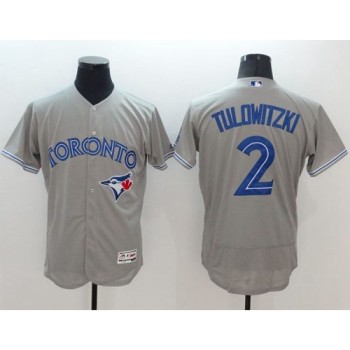 Blue Jays #2 Troy Tulowitzki Grey Flexbase Authentic Collection Stitched MLB Jersey Blue Jays #2 Troy Tulowitzki Grey Flexbase Authentic Collection Stitched MLB Jersey