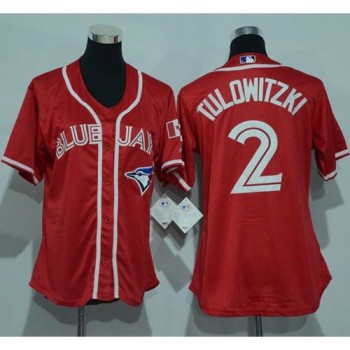 Blue Jays #2 Troy Tulowitzki Red Canada Day Women's Stitched MLB Jersey Blue Jays #2 Troy Tulowitzki Red Canada Day Women's Stitched MLB Jersey