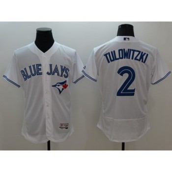 Blue Jays #2 Troy Tulowitzki White Flexbase Authentic Collection Stitched MLB Jersey Blue Jays #2 Troy Tulowitzki White Flexbase Authentic Collection Stitched MLB Jersey