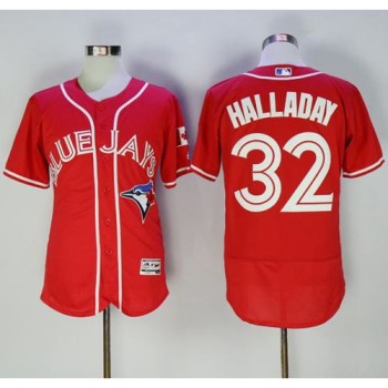 Blue Jays #32 Roy Halladay Red Flexbase Authentic Collection Canada Day Stitched MLB Jersey Blue Jays #32 Roy Halladay Red Flexbase Authentic Collection Canada Day Stitched MLB Jersey