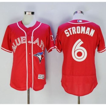 Blue Jays #6 Marcus Stroman Red Flexbase Authentic Collection Canada Day Stitched MLB Jersey Blue Jays #6 Marcus Stroman Red Flexbase Authentic Collection Canada Day Stitched MLB Jersey