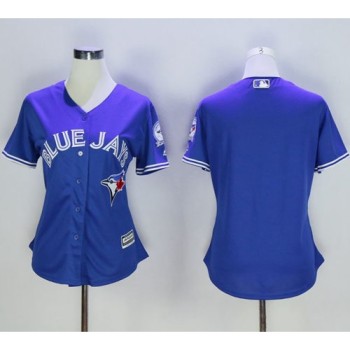 Blue Jays Blank Blue Alternate 40th Anniversary Women's Stitched MLB Jersey Blue Jays Blank Blue Alternate 40th Anniversary Women's Stitched MLB Jersey