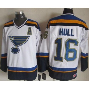 Blues #16 Brett Hull White/Navy CCM Throwback Stitched NHL Jersey Blues #16 Brett Hull White/Navy CCM Throwback Stitched NHL Jersey