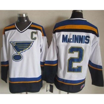 Blues #2 Al MacInnis White/Navy CCM Throwback Stitched NHL Jersey Blues #2 Al MacInnis White/Navy CCM Throwback Stitched NHL Jersey