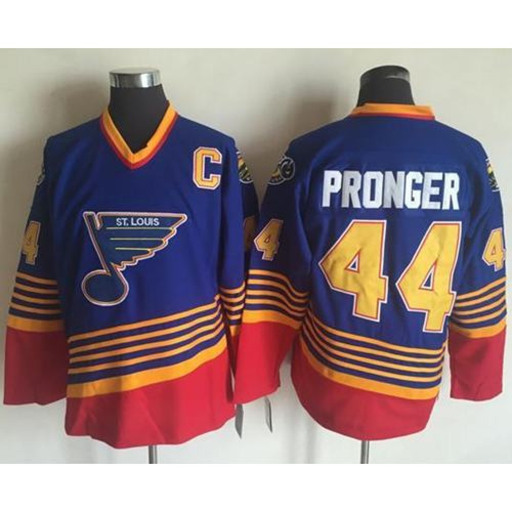 Blues #44 Chris Pronger Light Blue/Red CCM Throwback Stitched NHL Jersey