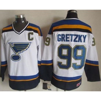 Blues #99 Wayne Gretzky White/Navy CCM Throwback Stitched NHL Jersey Blues #99 Wayne Gretzky White/Navy CCM Throwback Stitched NHL Jersey