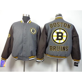 Boston Bruins Blank Satin Button-Up Grey NHL Jacket Boston Bruins Blank Satin Button-Up Grey NHL Jacket