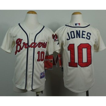 Braves #10 Chipper Jones Cream Cool Base Stitched Youth MLB Jersey Braves #10 Chipper Jones Cream Cool Base Stitched Youth MLB Jersey