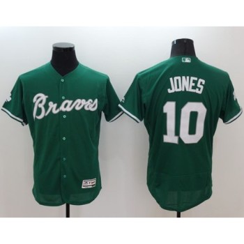 Braves #10 Chipper Jones Green Celtic Flexbase Authentic Collection Stitched MLB Jersey Braves #10 Chipper Jones Green Celtic Flexbase Authentic Collection Stitched MLB Jersey