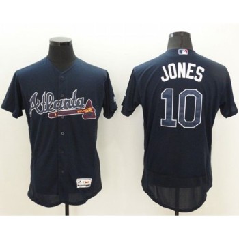 Braves #10 Chipper Jones Navy Blue Flexbase Authentic Collection Stitched MLB Jersey Braves #10 Chipper Jones Navy Blue Flexbase Authentic Collection Stitched MLB Jersey