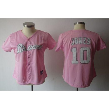 Braves #10 Chipper Jones Pink Women's Fashion Stitched MLB Jersey Braves #10 Chipper Jones Pink Women's Fashion Stitched MLB Jersey