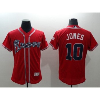 Braves #10 Chipper Jones Red Flexbase Authentic Collection Stitched MLB Jersey Braves #10 Chipper Jones Red Flexbase Authentic Collection Stitched MLB Jersey