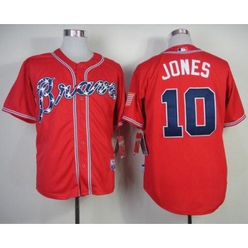 Braves #10 Chipper Jones Red Stitched MLB Jersey Braves #10 Chipper Jones Red Stitched MLB Jersey