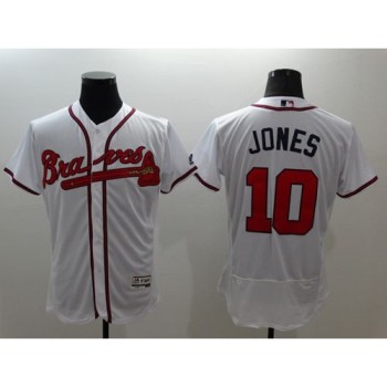 Braves #10 Chipper Jones White Flexbase Authentic Collection Stitched MLB Jersey Braves #10 Chipper Jones White Flexbase Authentic Collection Stitched MLB Jersey