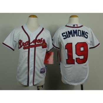 Braves #19 Andrelton Simmons White Cool Base Stitched Youth MLB Jersey Braves #19 Andrelton Simmons White Cool Base Stitched Youth MLB Jersey