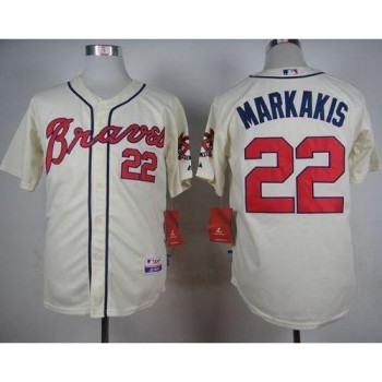 Braves #22 Nick Markakis Cream Alternate Cool Base Stitched MLB Jersey Braves #22 Nick Markakis Cream Alternate Cool Base Stitched MLB Jersey