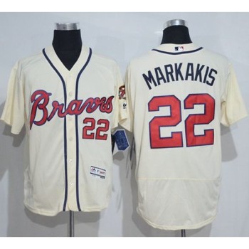 Braves #22 Nick Markakis Cream Flexbase Authentic Collection Stitched MLB Jersey Braves #22 Nick Markakis Cream Flexbase Authentic Collection Stitched MLB Jersey