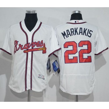 Braves #22 Nick Markakis White Flexbase Authentic Collection Stitched MLB Jersey Braves #22 Nick Markakis White Flexbase Authentic Collection Stitched MLB Jersey