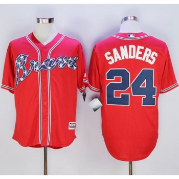 Braves #24 Deion Sanders Red New Cool Base Stitched MLB Jersey Braves #24 Deion Sanders Red New Cool Base Stitched MLB Jersey
