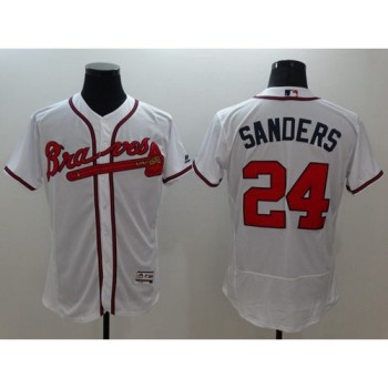 Braves #24 Deion Sanders White Flexbase Authentic Collection Stitched MLB Jersey Braves #24 Deion Sanders White Flexbase Authentic Collection Stitched MLB Jersey