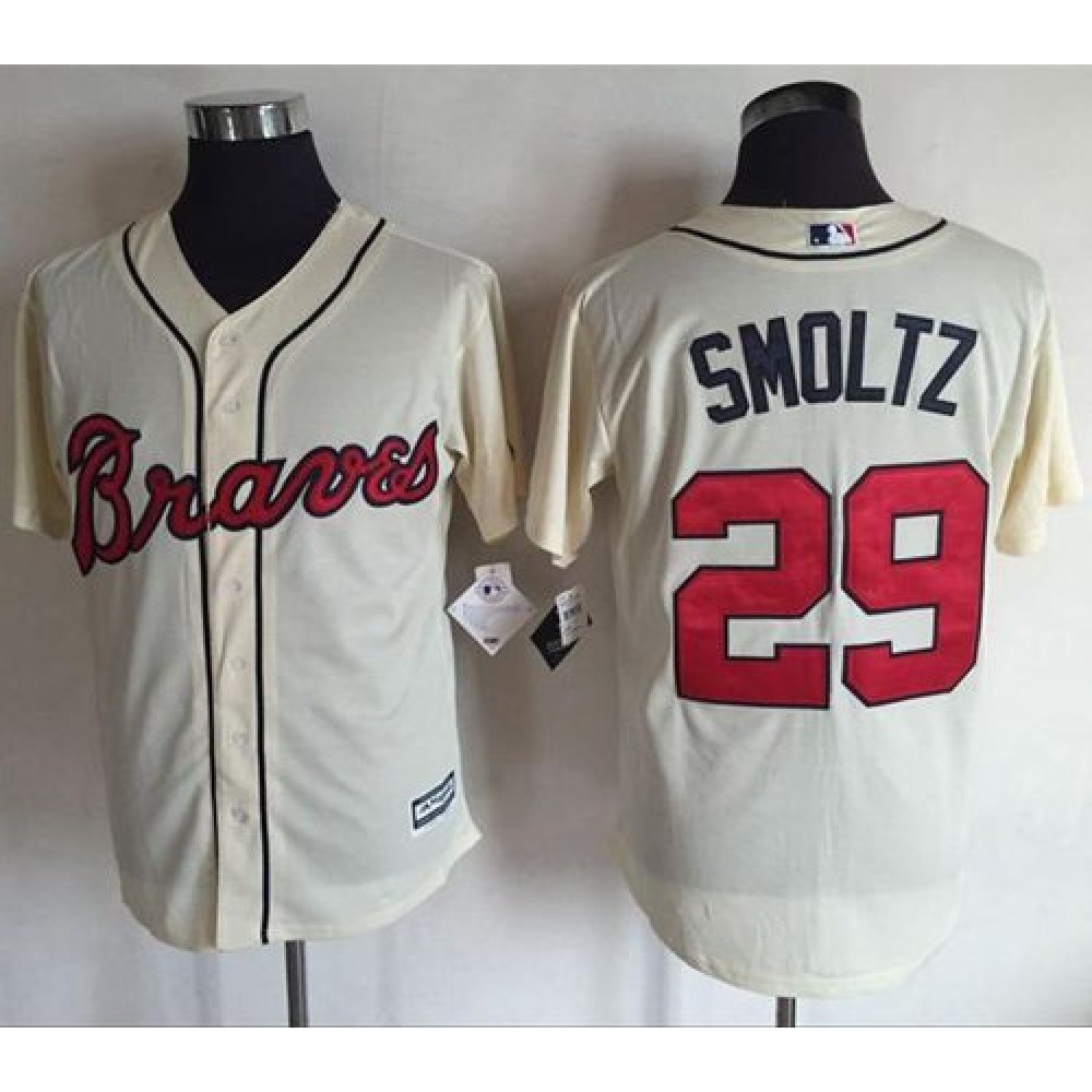 Braves #29 John Smoltz Cream New Cool Base Stitched MLB Jersey