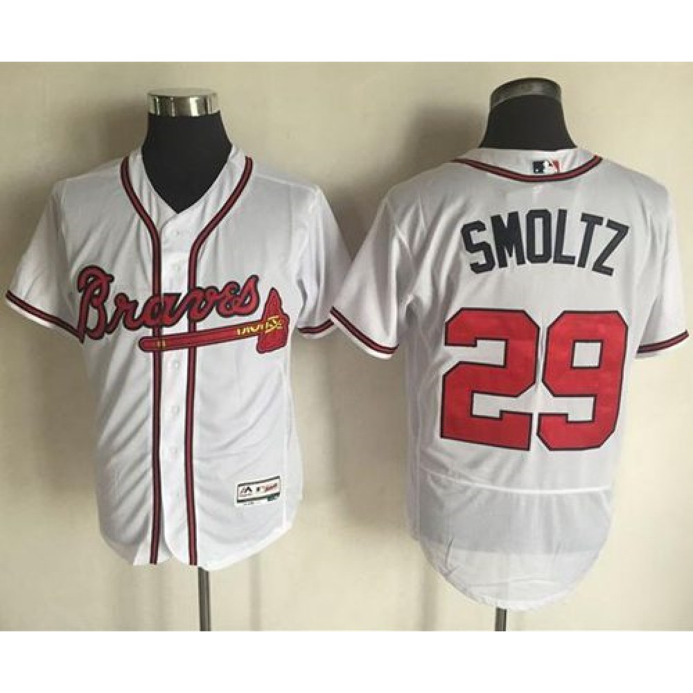 Braves #29 John Smoltz White Flexbase Authentic Collection Stitched MLB Jersey