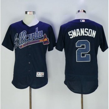 Braves #2 Dansby Swanson Navy Blue Flexbase Authentic Collection Stitched MLB Jersey Braves #2 Dansby Swanson Navy Blue Flexbase Authentic Collection Stitched MLB Jersey
