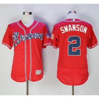 Braves #2 Dansby Swanson Red Flexbase Authentic Collection Stitched MLB Jersey Braves #2 Dansby Swanson Red Flexbase Authentic Collection Stitched MLB Jersey