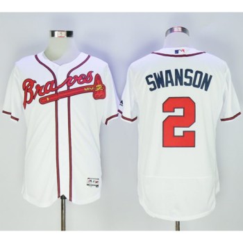 Braves #2 Dansby Swanson White Flexbase Authentic Collection Stitched MLB Jersey Braves #2 Dansby Swanson White Flexbase Authentic Collection Stitched MLB Jersey