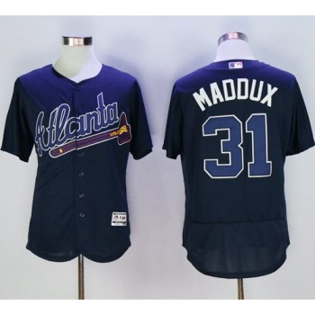 Braves #31 Greg Maddux Navy Blue Flexbase Authentic Collection Stitched MLB Jersey Braves #31 Greg Maddux Navy Blue Flexbase Authentic Collection Stitched MLB Jersey