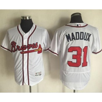 Braves #31 Greg Maddux White Flexbase Authentic Collection Stitched MLB Jersey Braves #31 Greg Maddux White Flexbase Authentic Collection Stitched MLB Jersey
