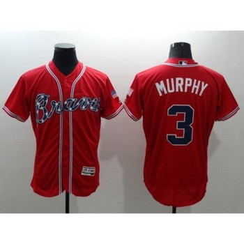 Braves #3 Dale Murphy Red Flexbase Authentic Collection Stitched MLB Jersey Braves #3 Dale Murphy Red Flexbase Authentic Collection Stitched MLB Jersey