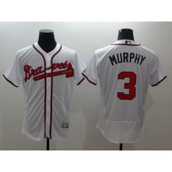 Braves #3 Dale Murphy White Flexbase Authentic Collection Stitched MLB Jersey Braves #3 Dale Murphy White Flexbase Authentic Collection Stitched MLB Jersey