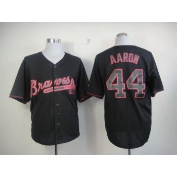 Braves #44 Hank Aaron Black Fashion Stitched MLB Jersey Braves #44 Hank Aaron Black Fashion Stitched MLB Jersey