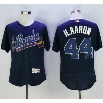 Braves #44 Hank Aaron Navy Blue Flexbase Authentic Collection Stitched MLB Jersey Braves #44 Hank Aaron Navy Blue Flexbase Authentic Collection Stitched MLB Jersey