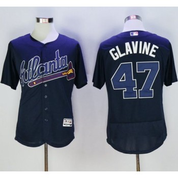 Braves #47 Tom Glavine Navy Blue Flexbase Authentic Collection Stitched MLB Jersey Braves #47 Tom Glavine Navy Blue Flexbase Authentic Collection Stitched MLB Jersey