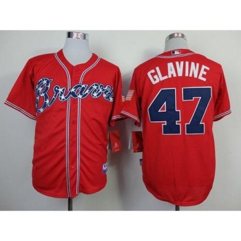 Braves #47 Tom Glavine Red Cool Base Stitched MLB Jersey Braves #47 Tom Glavine Red Cool Base Stitched MLB Jersey