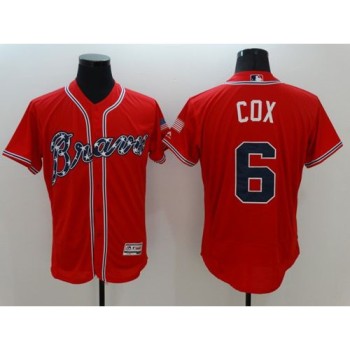 Braves #6 Bobby Cox Red Flexbase Authentic Collection Stitched MLB Jersey Braves #6 Bobby Cox Red Flexbase Authentic Collection Stitched MLB Jersey