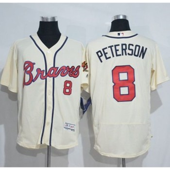 Braves #8 Jace Peterson Cream Flexbase Authentic Collection Stitched MLB Jersey Braves #8 Jace Peterson Cream Flexbase Authentic Collection Stitched MLB Jersey