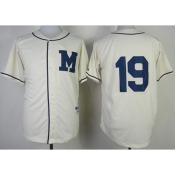 Brewers #19 Robin Yount Cream 1913 Turn Back The Clock Stitched MLB Jersey Brewers #19 Robin Yount Cream 1913 Turn Back The Clock Stitched MLB Jersey