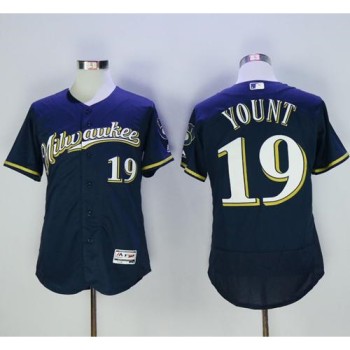 Brewers #19 Robin Yount Navy Blue Flexbase Authentic Collection Stitched MLB Jersey Brewers #19 Robin Yount Navy Blue Flexbase Authentic Collection Stitched MLB Jersey