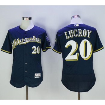 Brewers #20 Jonathan Lucroy Navy Blue Flexbase Authentic Collection Stitched MLB Jersey Brewers #20 Jonathan Lucroy Navy Blue Flexbase Authentic Collection Stitched MLB Jersey