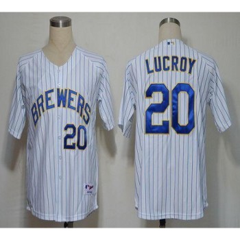Brewers #20 Jonathan Lucroy White (blue strip) Stitched MLB Jersey Brewers #20 Jonathan Lucroy White (blue strip) Stitched MLB Jersey