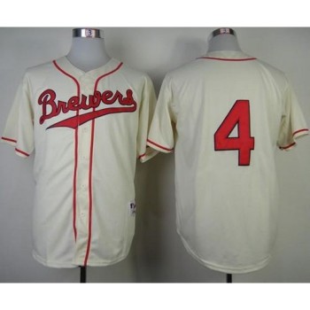 Brewers #4 Paul Molitor Cream 1948 Turn Back The Clock Stitched MLB Jersey