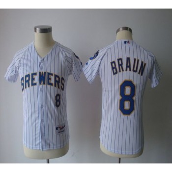 Brewers #8 Ryan Braun White(blue stripe) Cool Base Stitched Youth MLB Jersey Brewers #8 Ryan Braun White(blue stripe) Cool Base Stitched Youth MLB Jersey