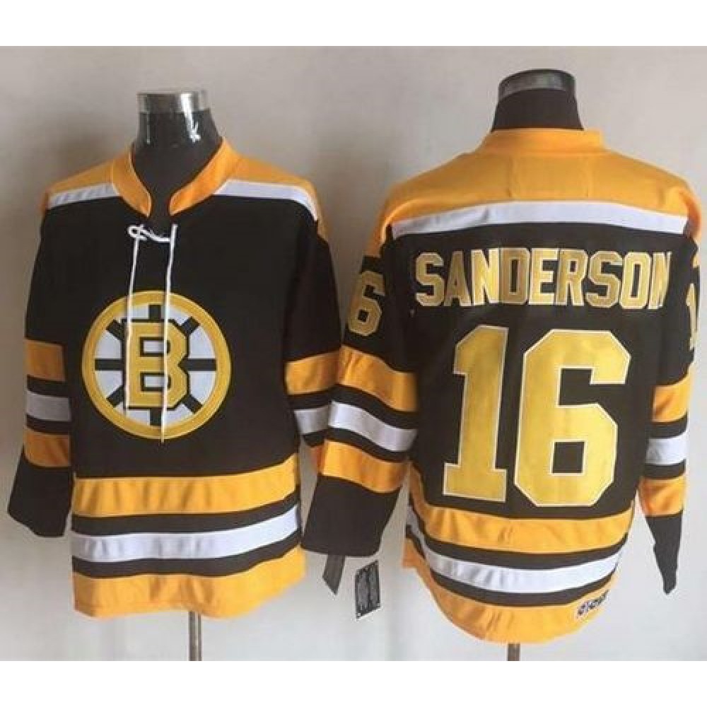 Bruins #16 Derek Sanderson Black/Yellow CCM Throwback New Stitched NHL Jersey