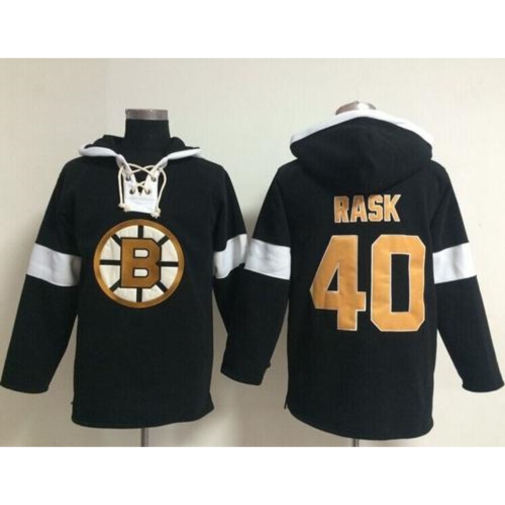 Bruins #40 Tuukka Rask Black NHL Pullover Hoodie