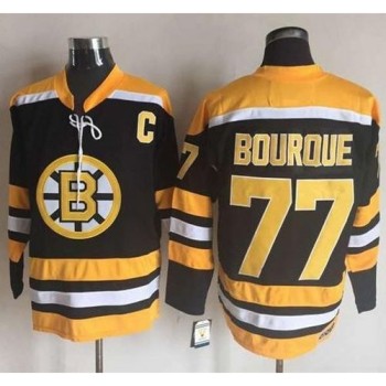 Bruins #77 Ray Bourque Black/Yellow CCM Throwback New Stitched NHL Jersey Bruins #77 Ray Bourque Black/Yellow CCM Throwback New Stitched NHL Jersey